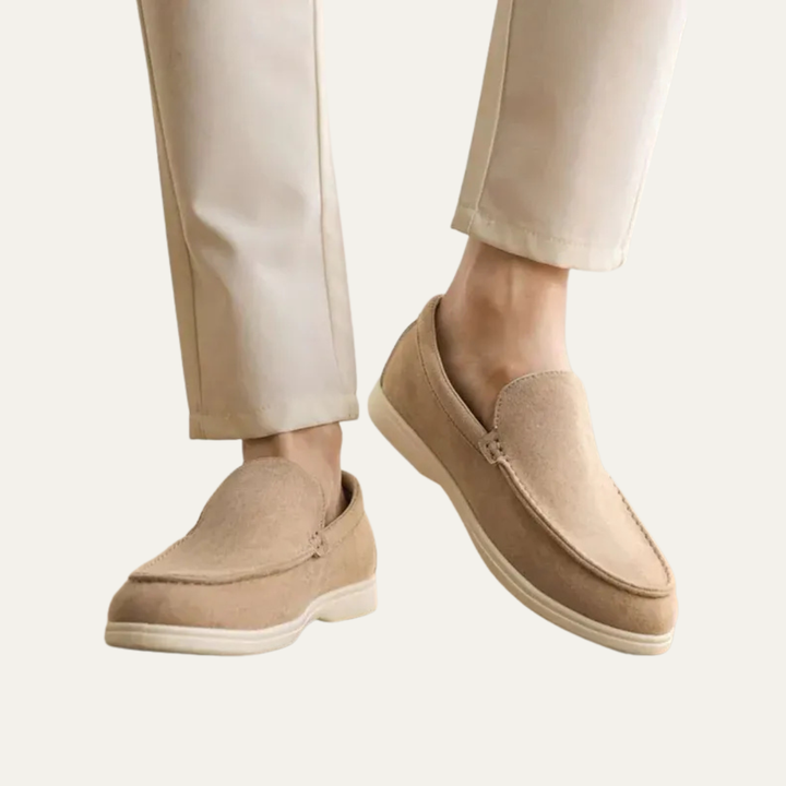 Mens Suede Slip-On Loafers Minimalist Apron Toe