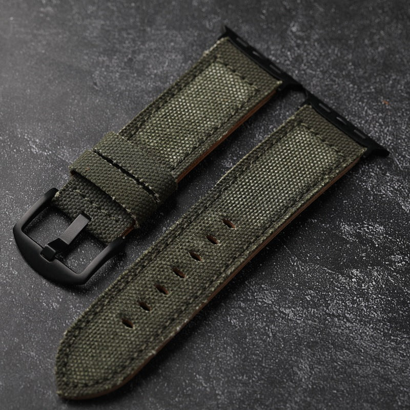 Unisex Watch Band Leather and Canvas Durable