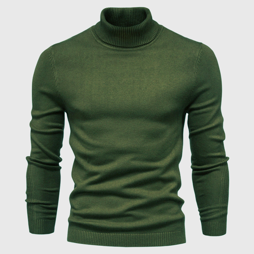 Mens Knit Turtleneck Sweater Plain Fit