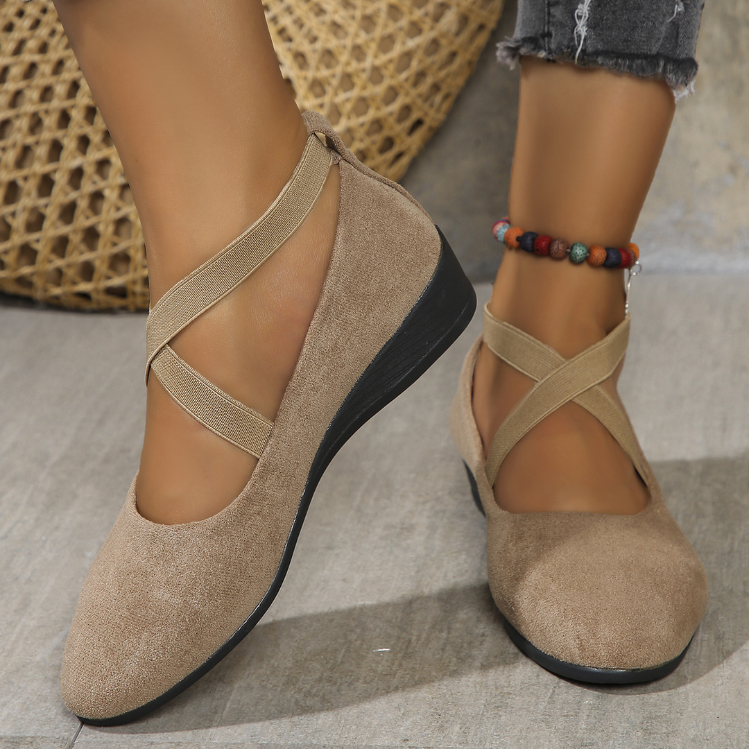 Womens Wedge Shoes with Stretch Strap Easy Fit