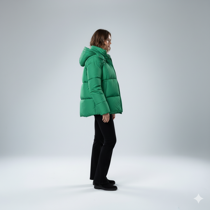 Womens Quilted Padded Jacket Oversized Hooded Winter Coat