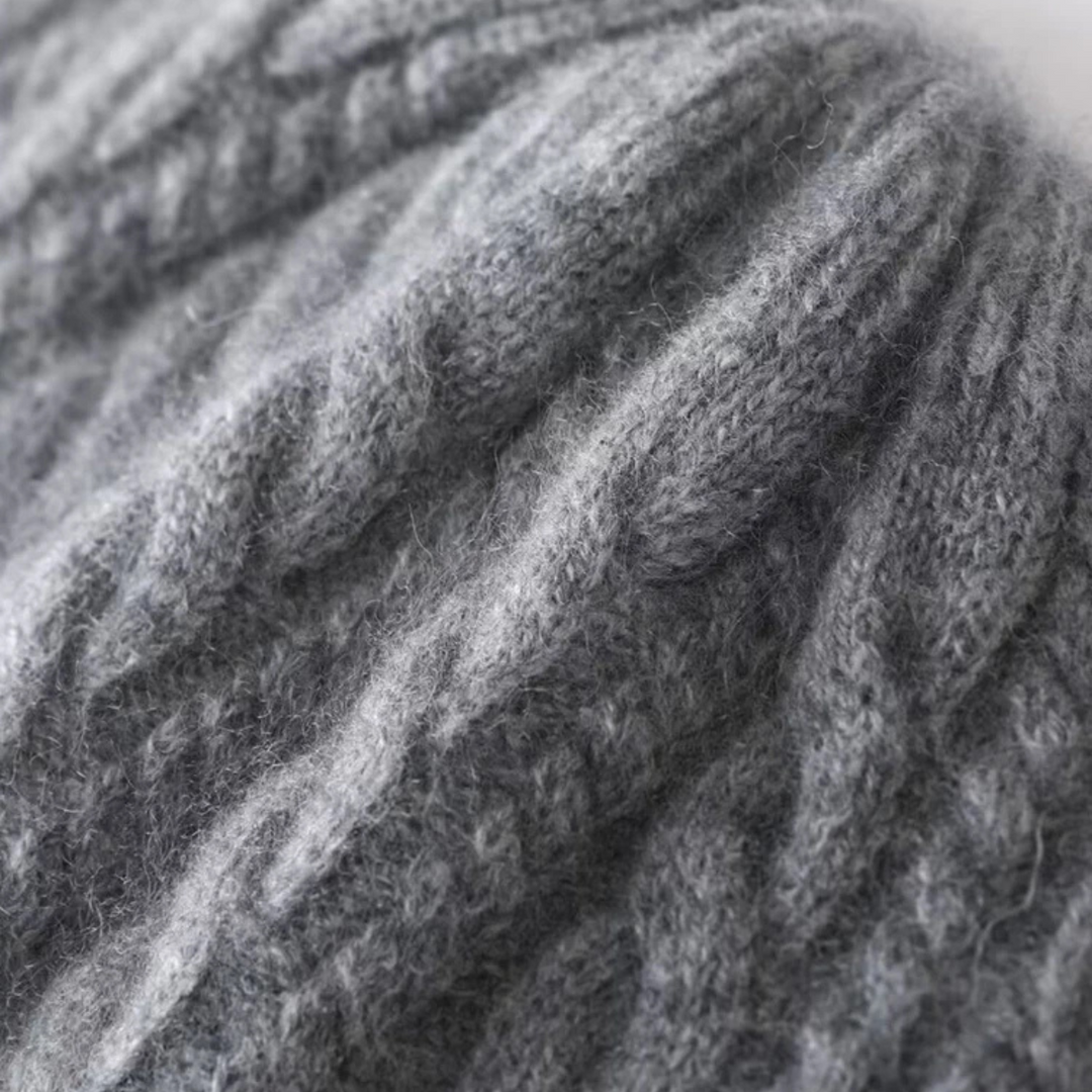 Mens Beanie Cashmere Ribbed Knit Classic Fit
