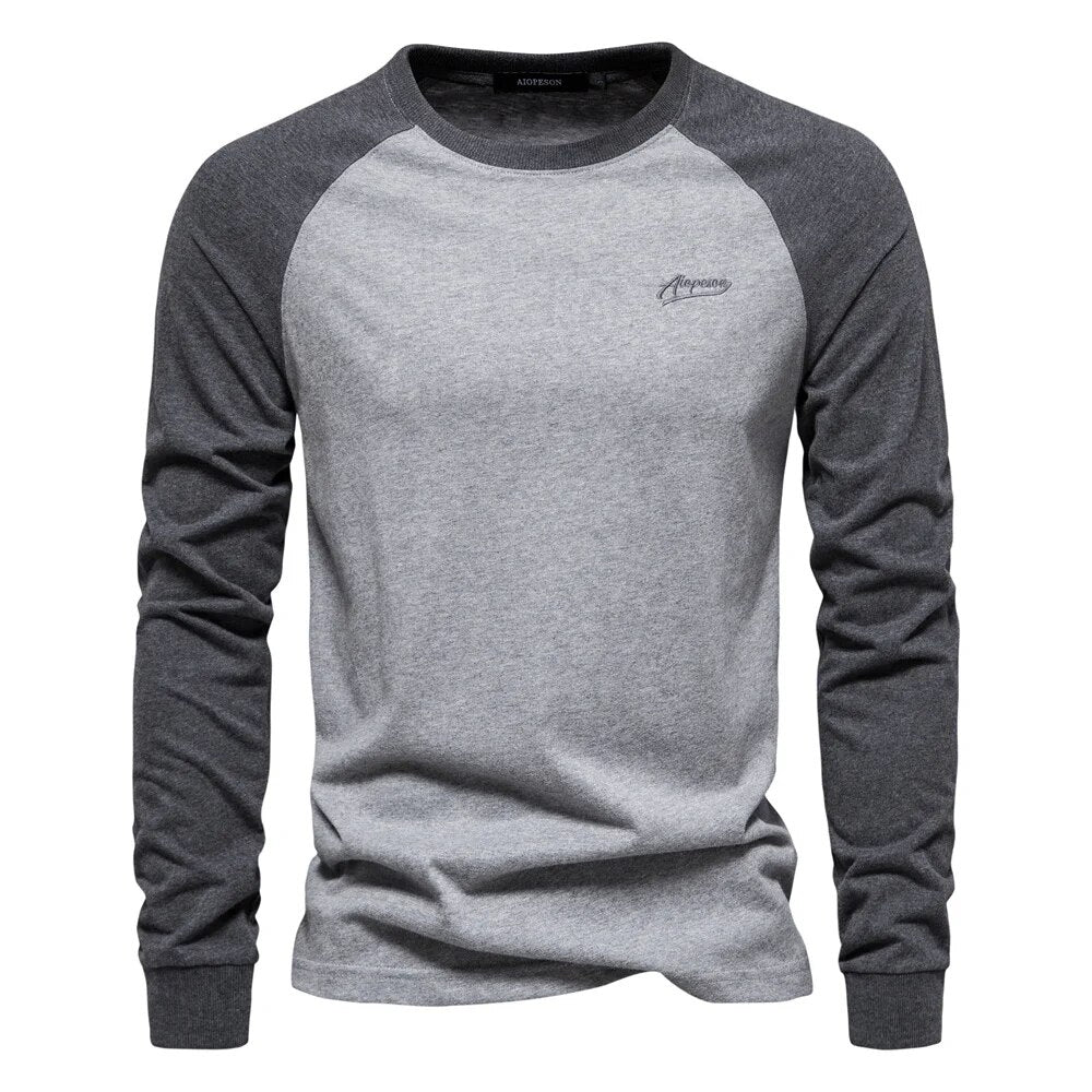 Mens Long Sleeve Shirt with Crew Neck Elegant Fit