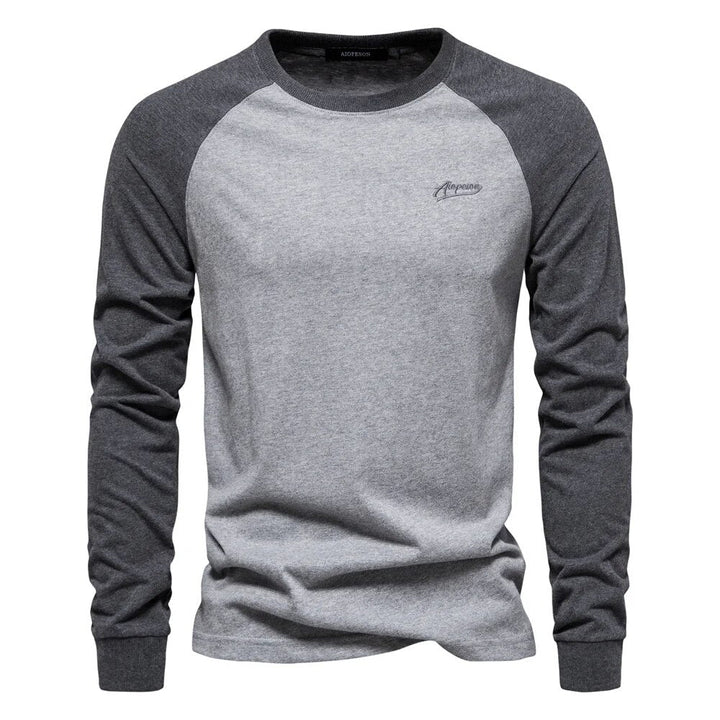 Mens Long Sleeve Shirt with Crew Neck Elegant Fit