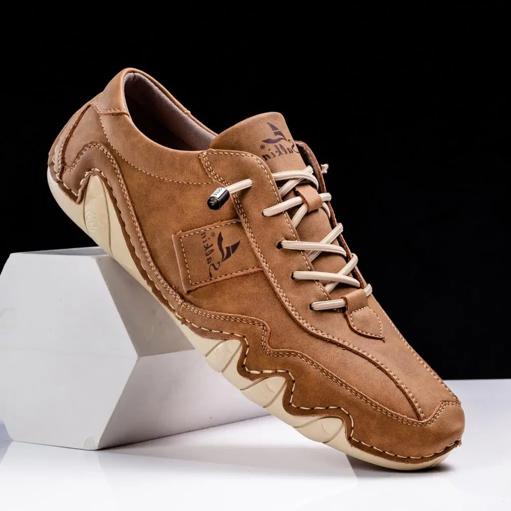 Mens Casual Lace-Up Shoes with Contrast Stitching Curved Sole