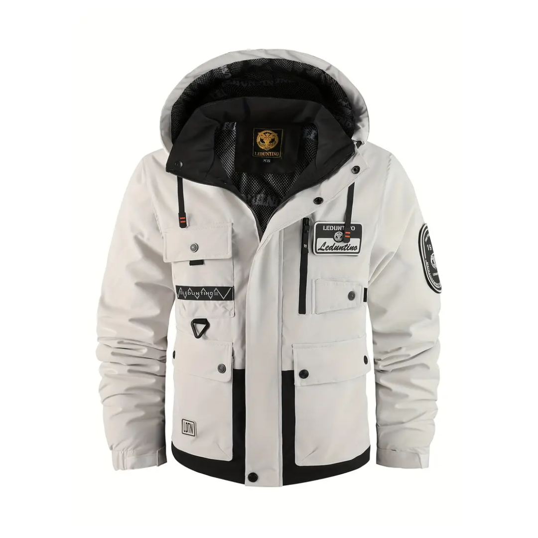 Mens Outdoor Jacket Padded Removable Hood