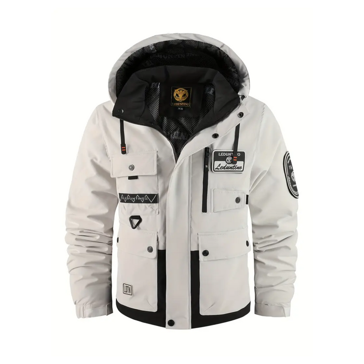 Mens Outdoor Jacket Padded Removable Hood