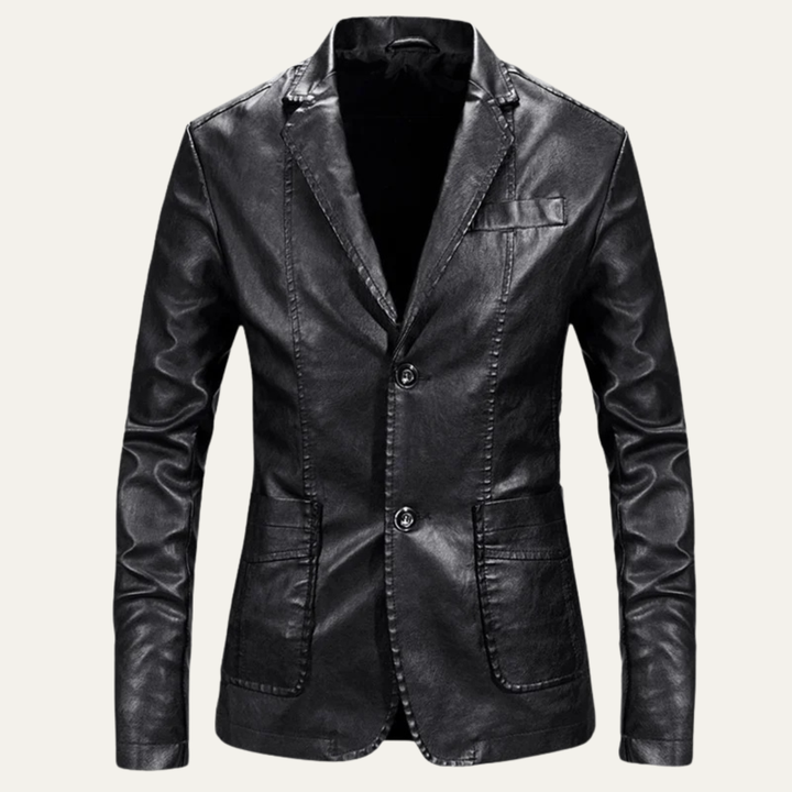 Mens Leather Blazer Slim Fit Business Jacket - BritishMode