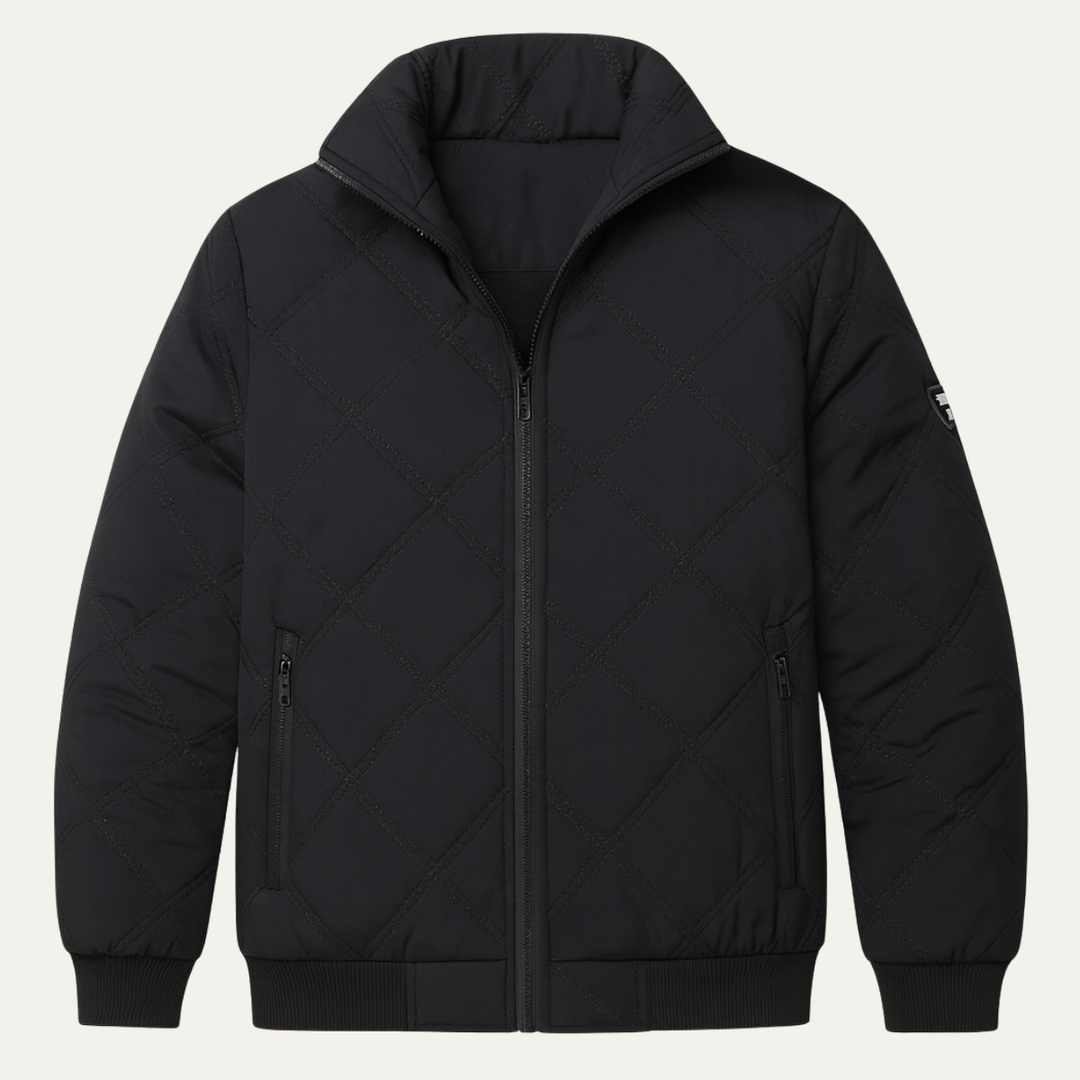Mens Quilted Jacket with Stand Collar Casual Fit - BritishMode