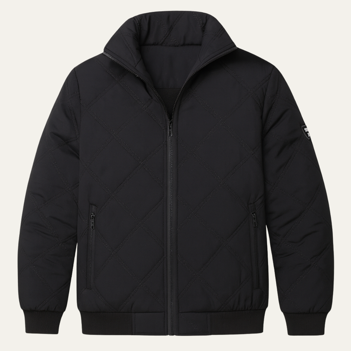 Mens Quilted Jacket with Stand Collar Casual Fit - BritishMode