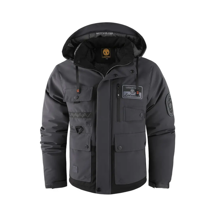 Mens Outdoor Jacket Padded Removable Hood