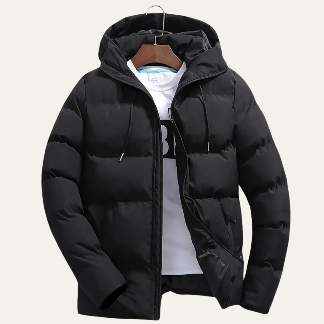 Mens Quilted Puffer Jacket with Hood Warm Fit