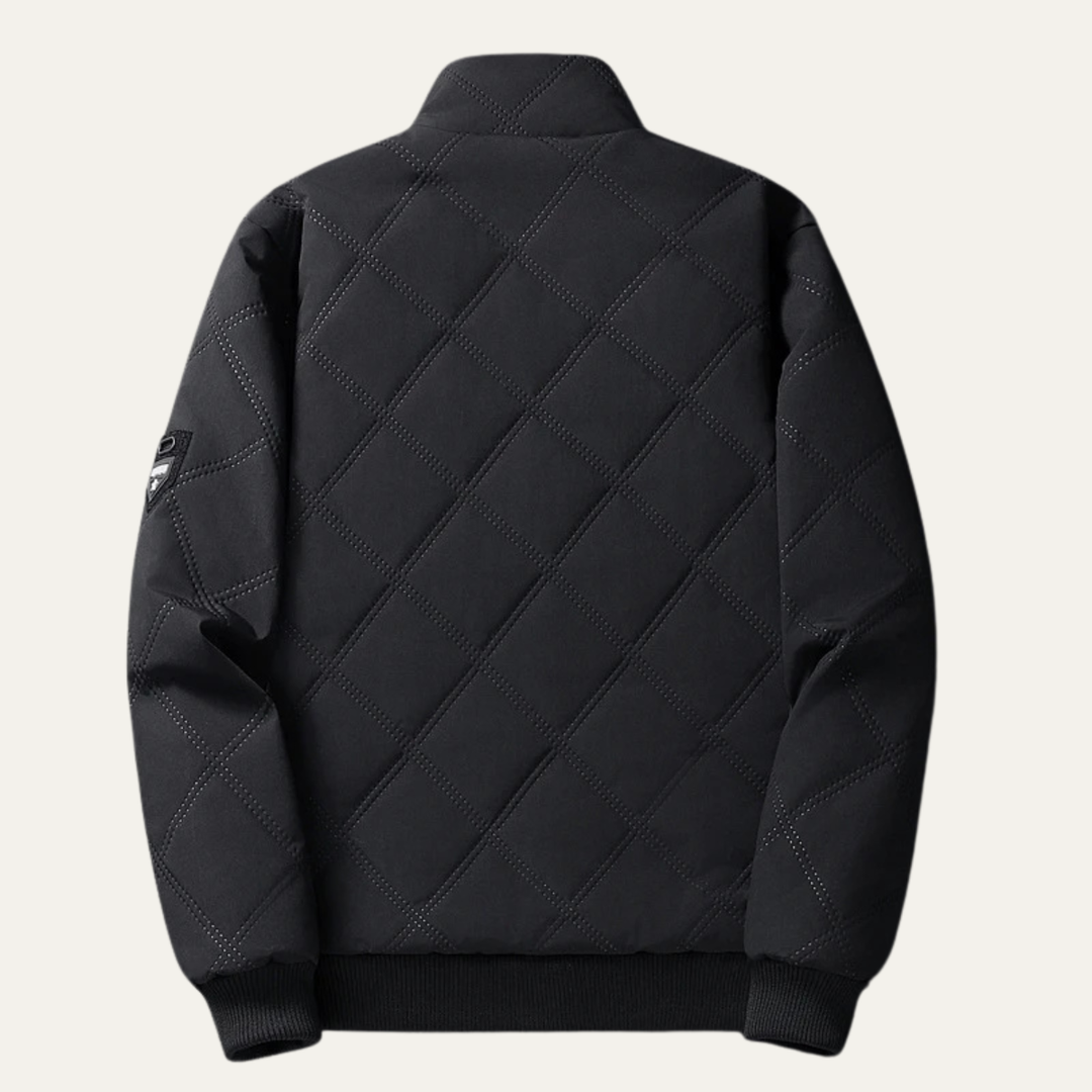 Mens Quilted Fleece Jacket Padded Zip-Up Winter