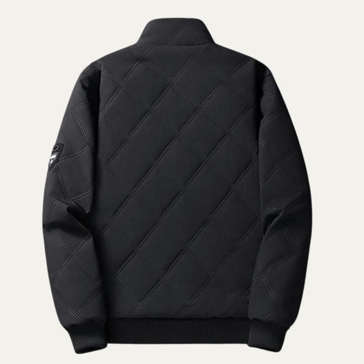 Mens Quilted Fleece Jacket Padded Zip-Up Winter