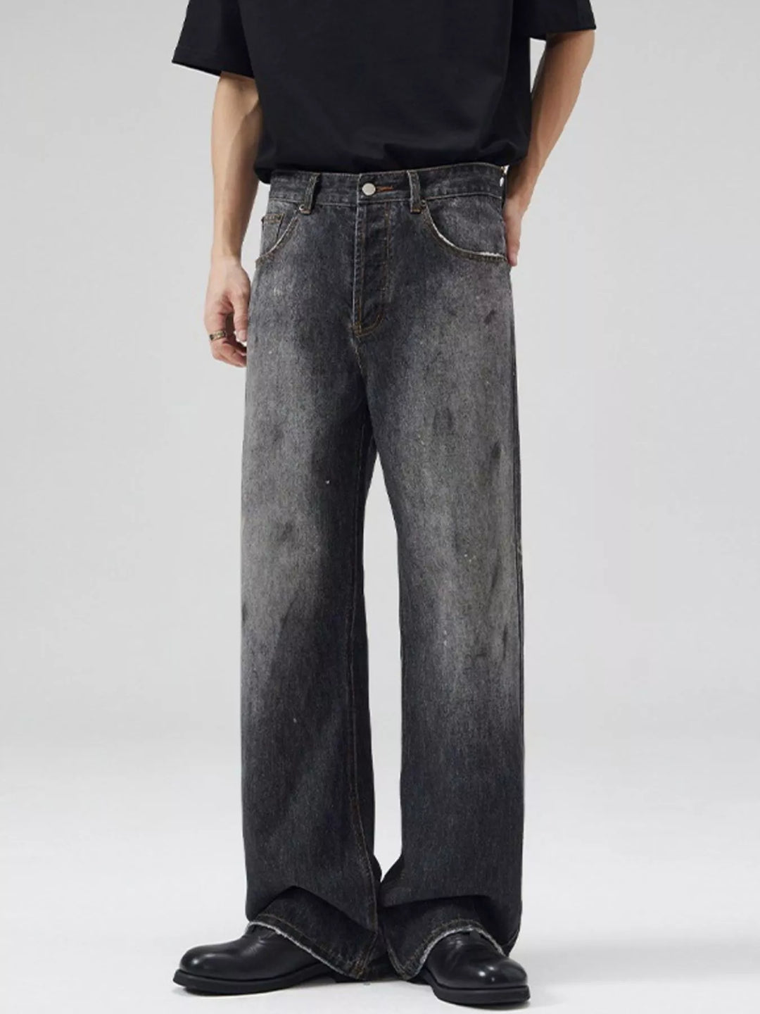 Mens Wide Leg Jeans Relaxed Fit Loose - BritishMode