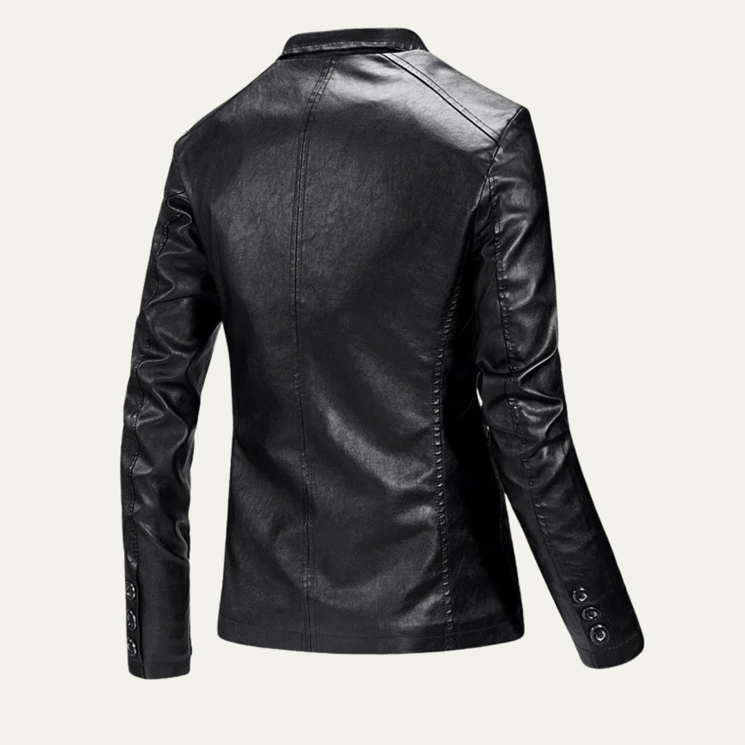 Mens Leather Blazer Slim Fit Business Jacket