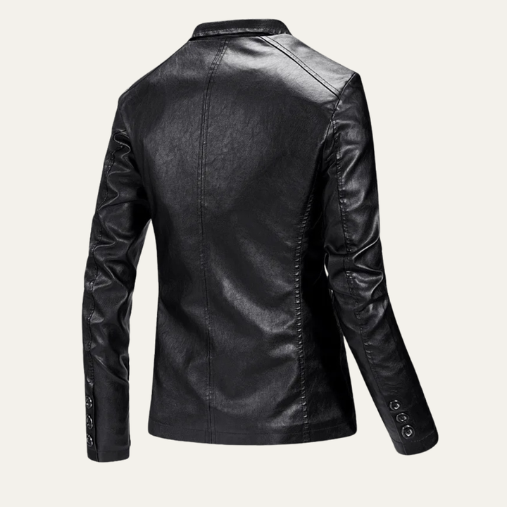 Mens Leather Blazer Slim Fit Business Jacket