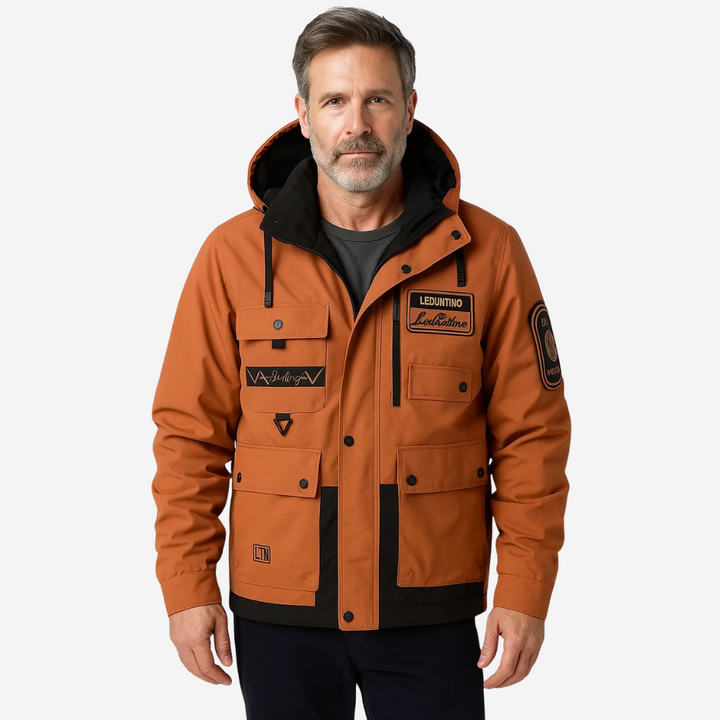 Mens Outdoor Jacket Padded Removable Hood