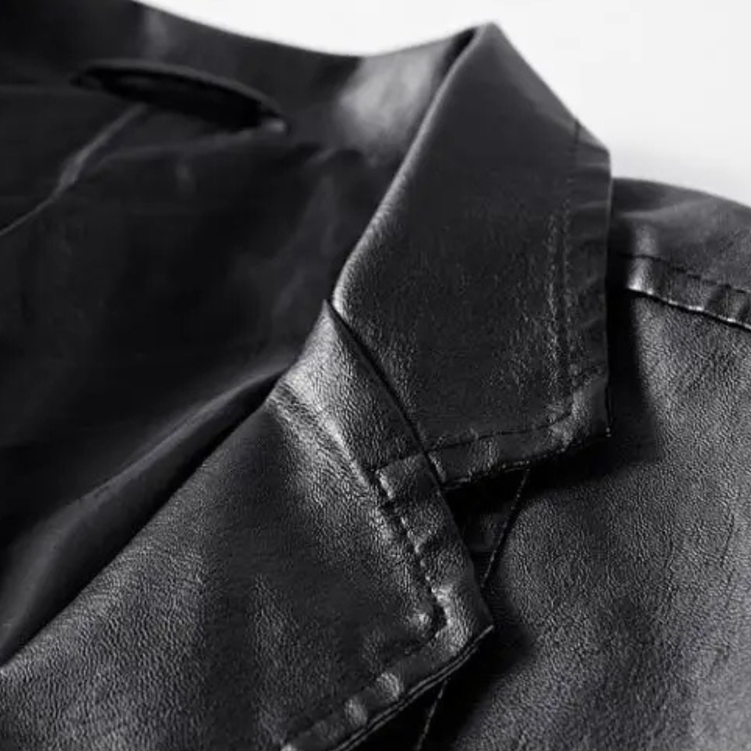Mens Leather Blazer Slim Fit Business Jacket