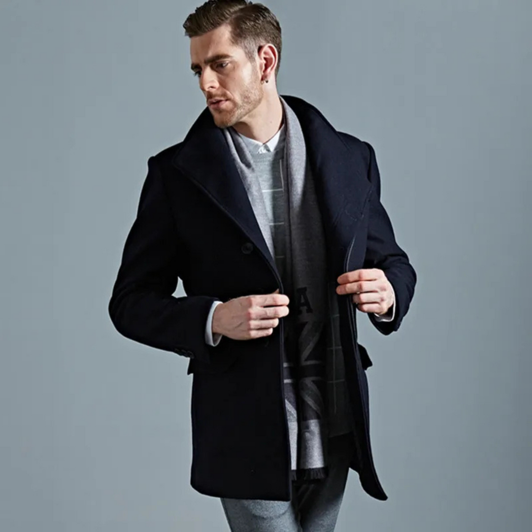 Mens Single-Breasted Winter Jacket Elegant Fit
