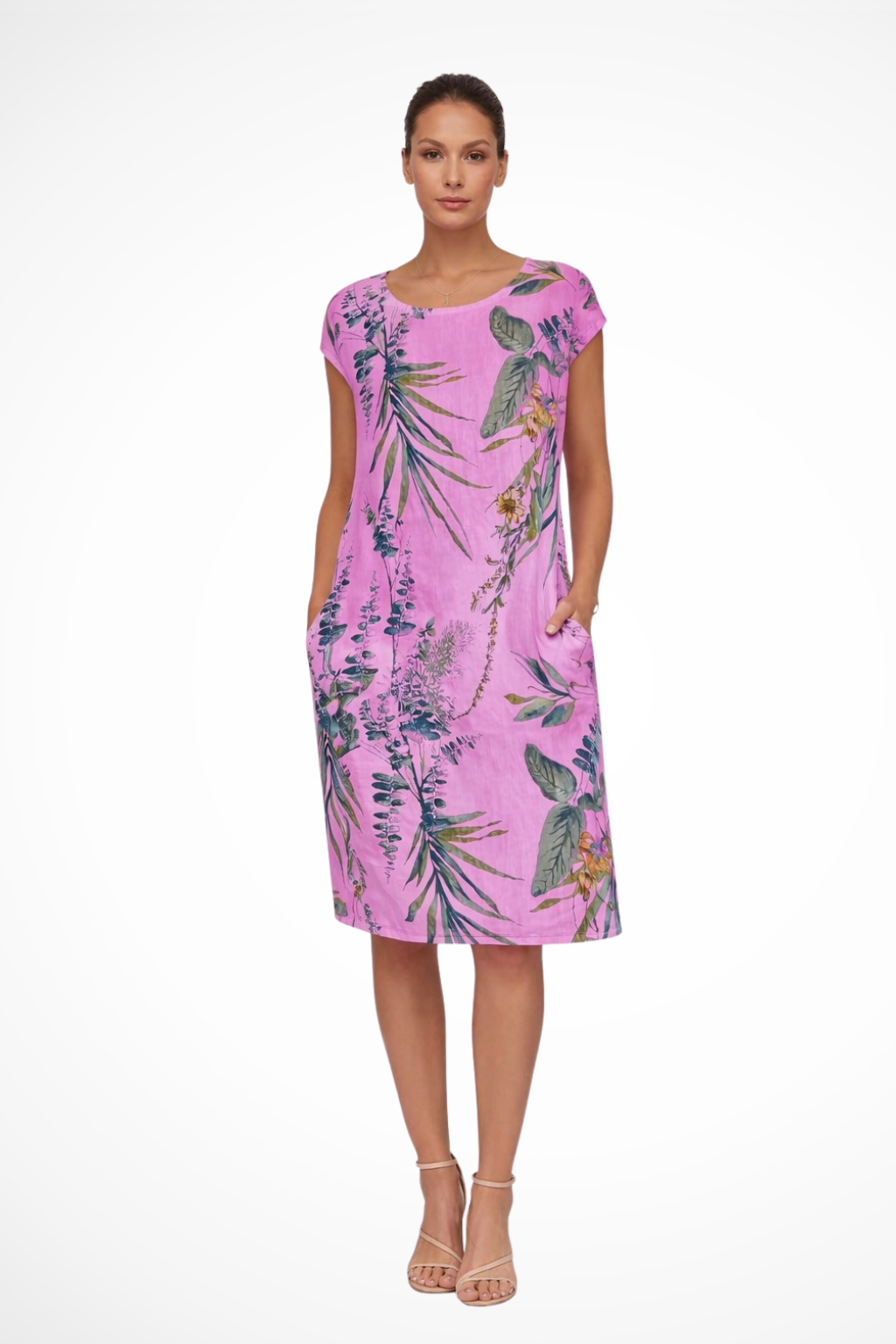 Womens Summer Dress with Floral Print and Lightweight Fabric