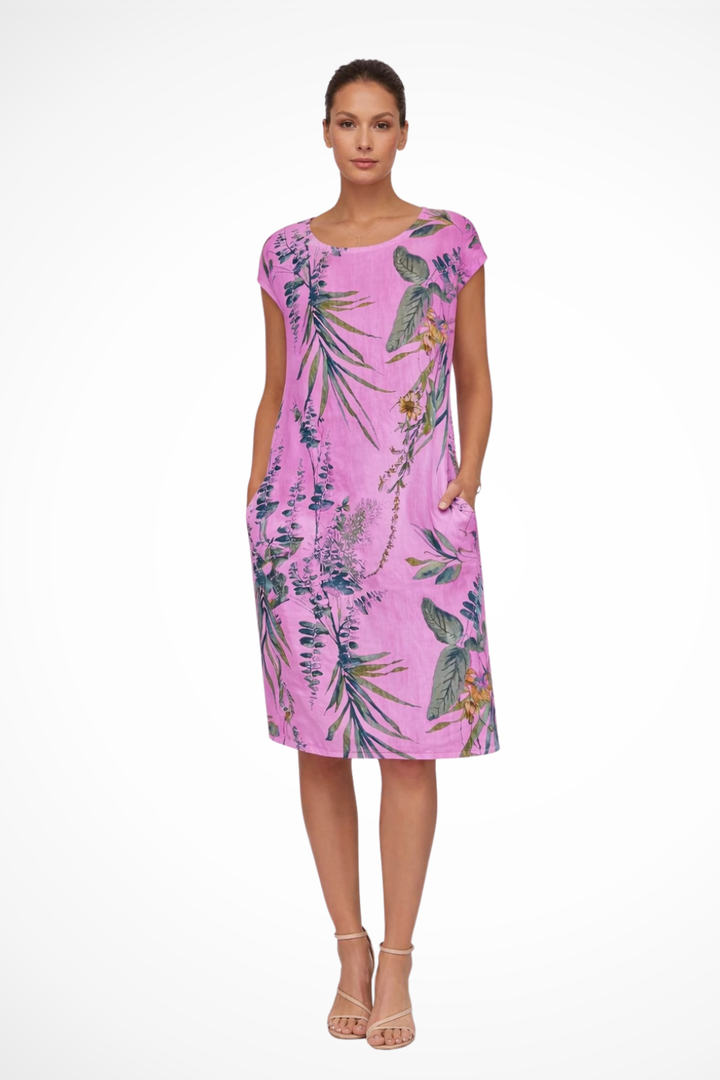 Womens Summer Dress with Floral Print and Lightweight Fabric