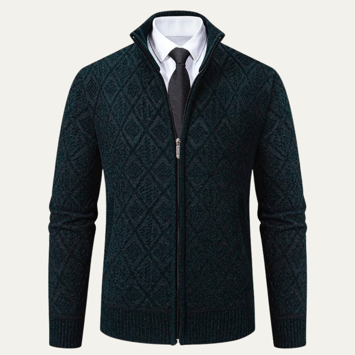 Mens Knit Jacket Diamond Pattern Smart Casual