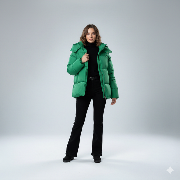 Womens Quilted Padded Jacket Oversized Hooded Winter Coat