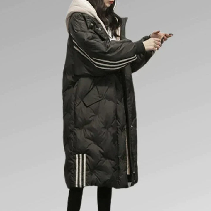 Womens Long Quilted Winter Coat Insulated Warm Fit