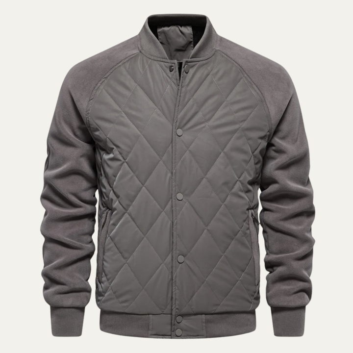 Mens Quilted Bomber Jacket Patchwork Casual Winter