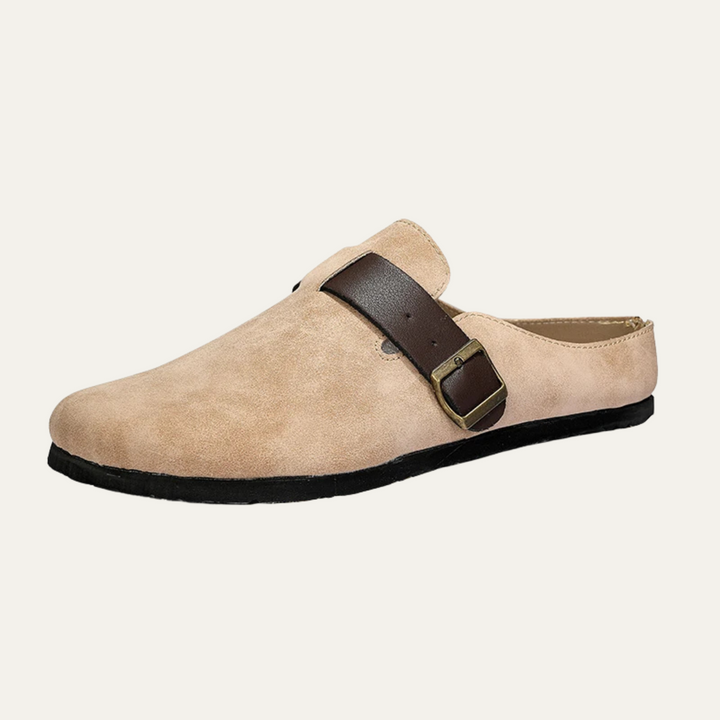 Mens Suede Moccasin Slippers Slip-On Buckle Style