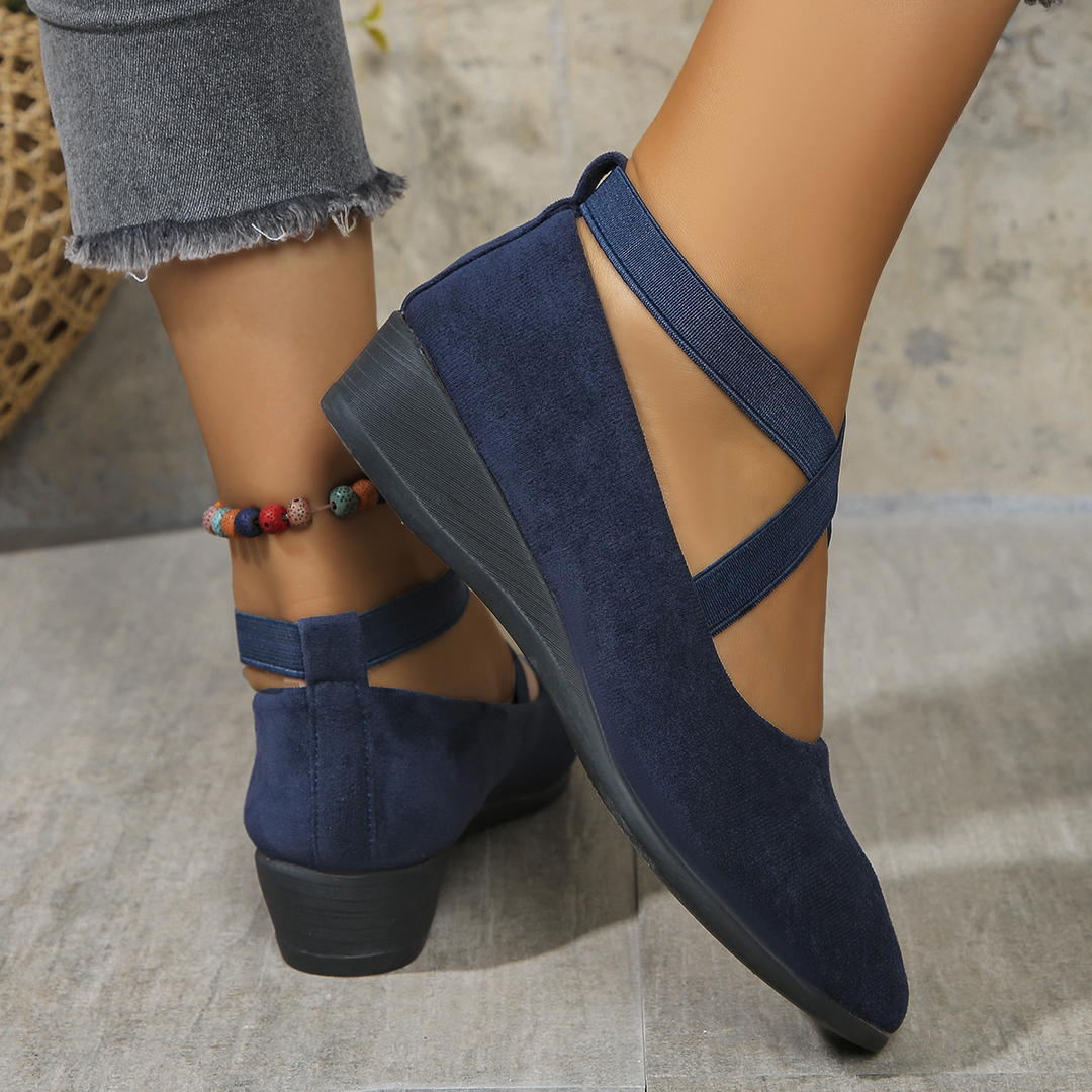 Womens Wedge Shoes with Stretch Strap Easy Fit