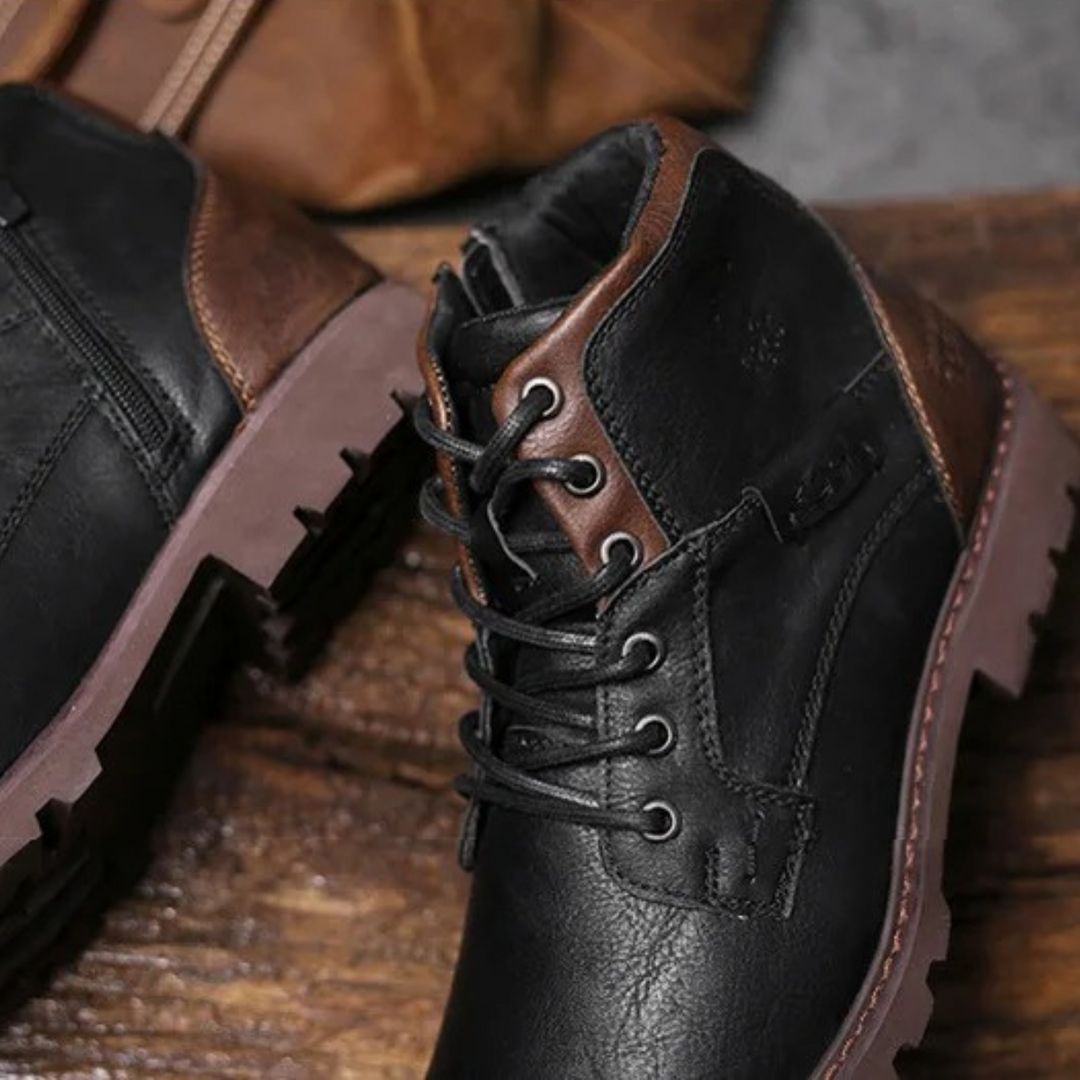 Mens Ankle Biker Boots Durable Vintage Style