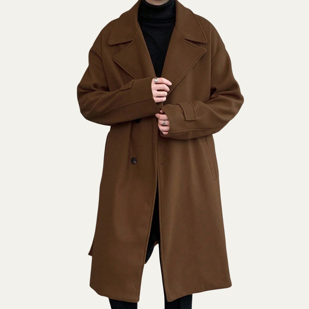Mens Wool Wrap Coat with Belt Smart Fit
