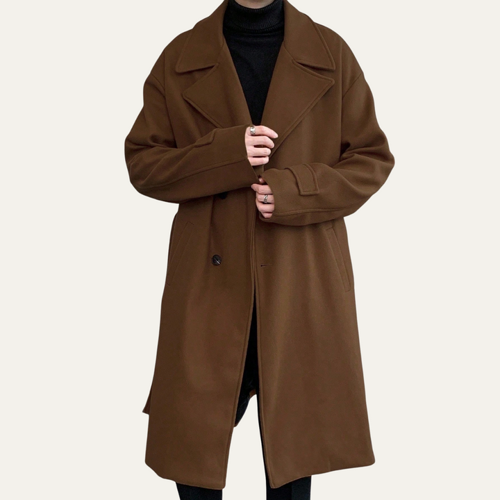 Mens Wool Wrap Coat with Belt Smart Fit