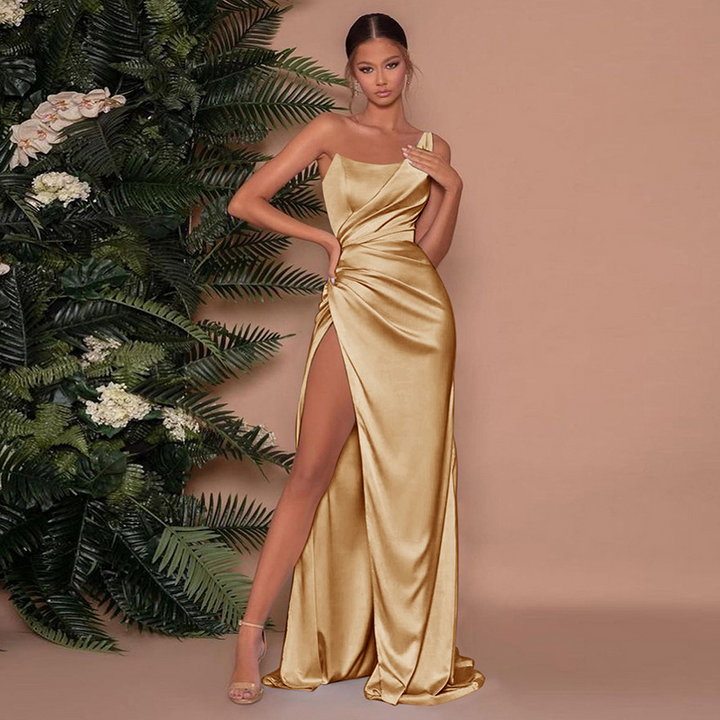 Womens Off-Shoulder Maxi Dress with Corset Detail