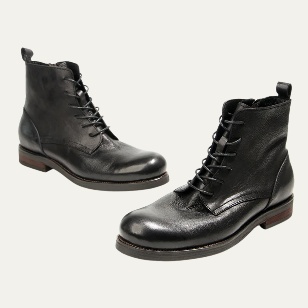 Mens Leather Casual Lace-Up Boots Retro Style