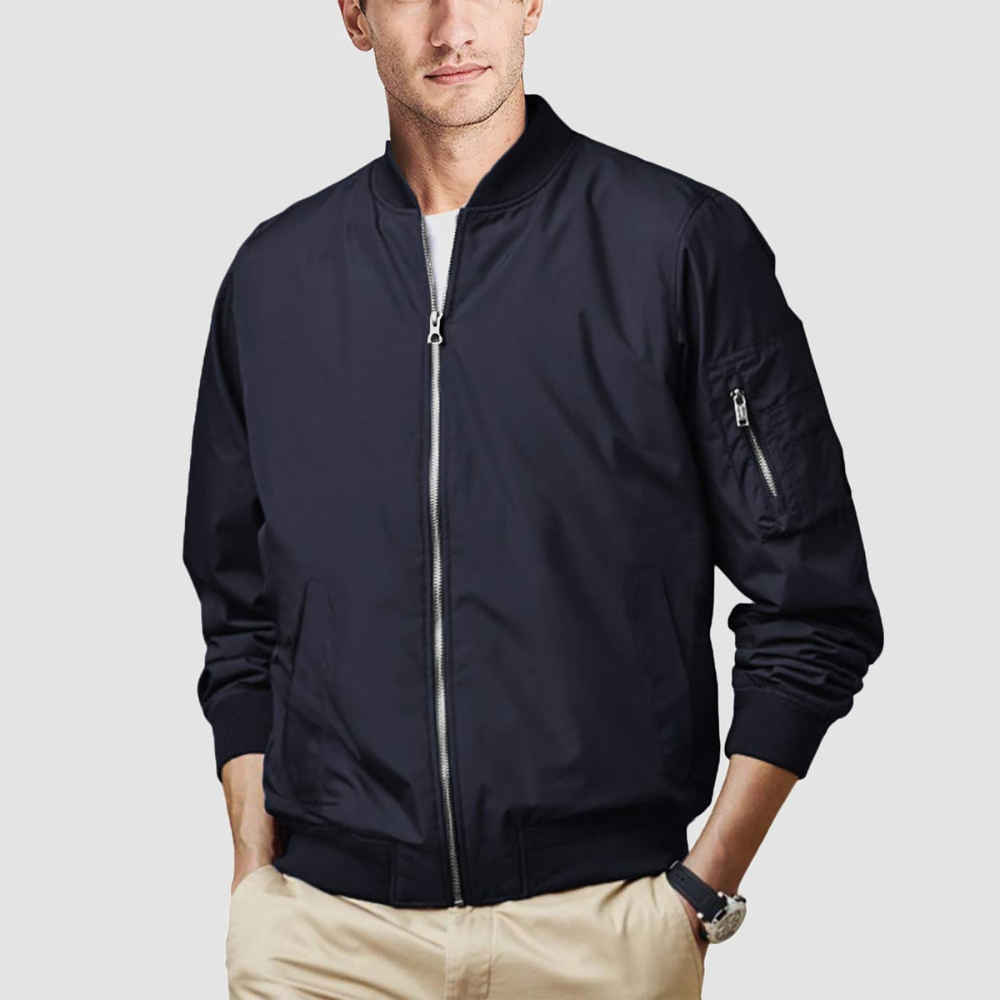 Mens Bomber Jacket Full Zipper Classic Fit - BritishMode