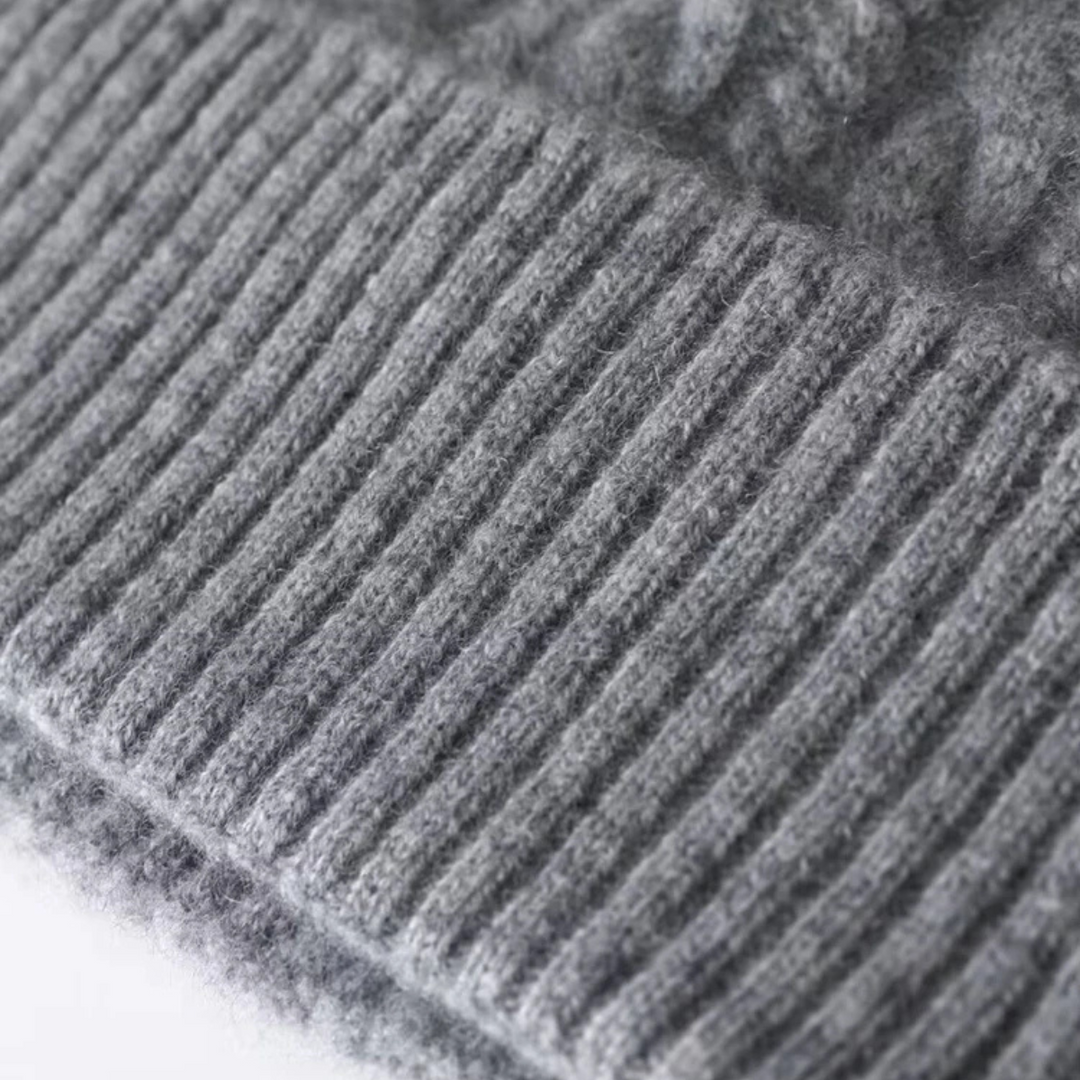 Mens Beanie Cashmere Ribbed Knit Classic Fit