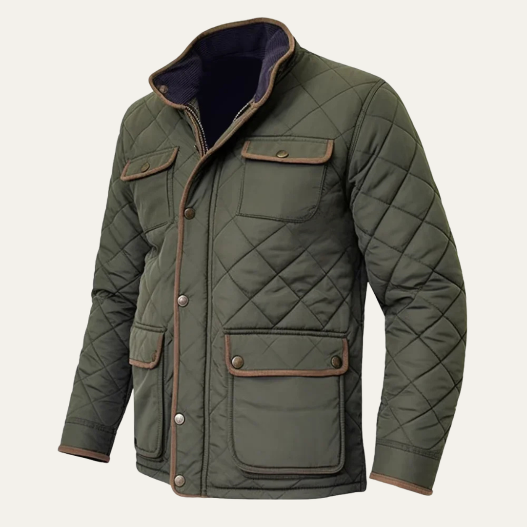 Mens Quilted Jacket Lightweight Diamond Pattern Classic Fit