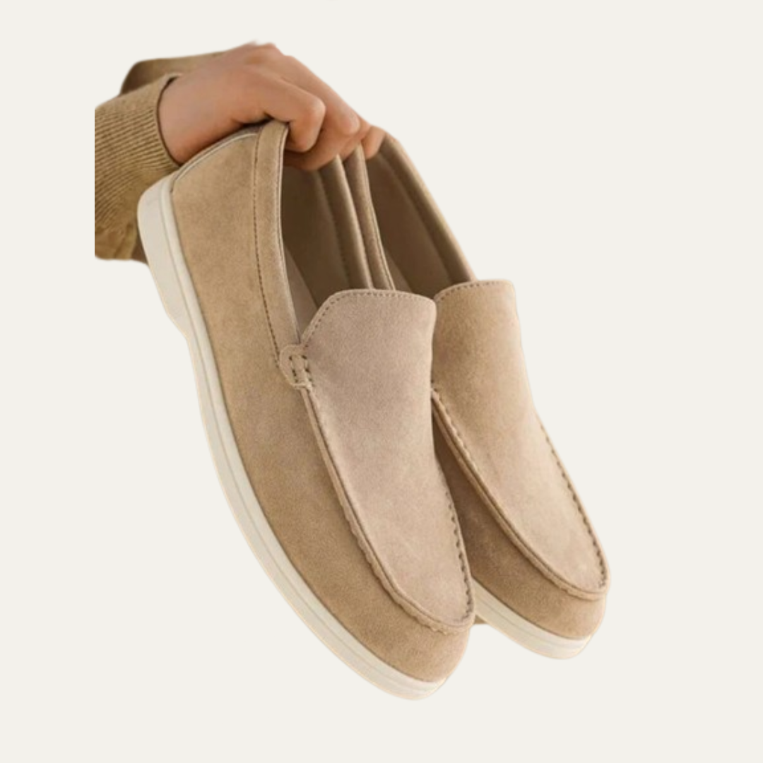 Mens Suede Slip-On Loafers Minimalist Apron Toe