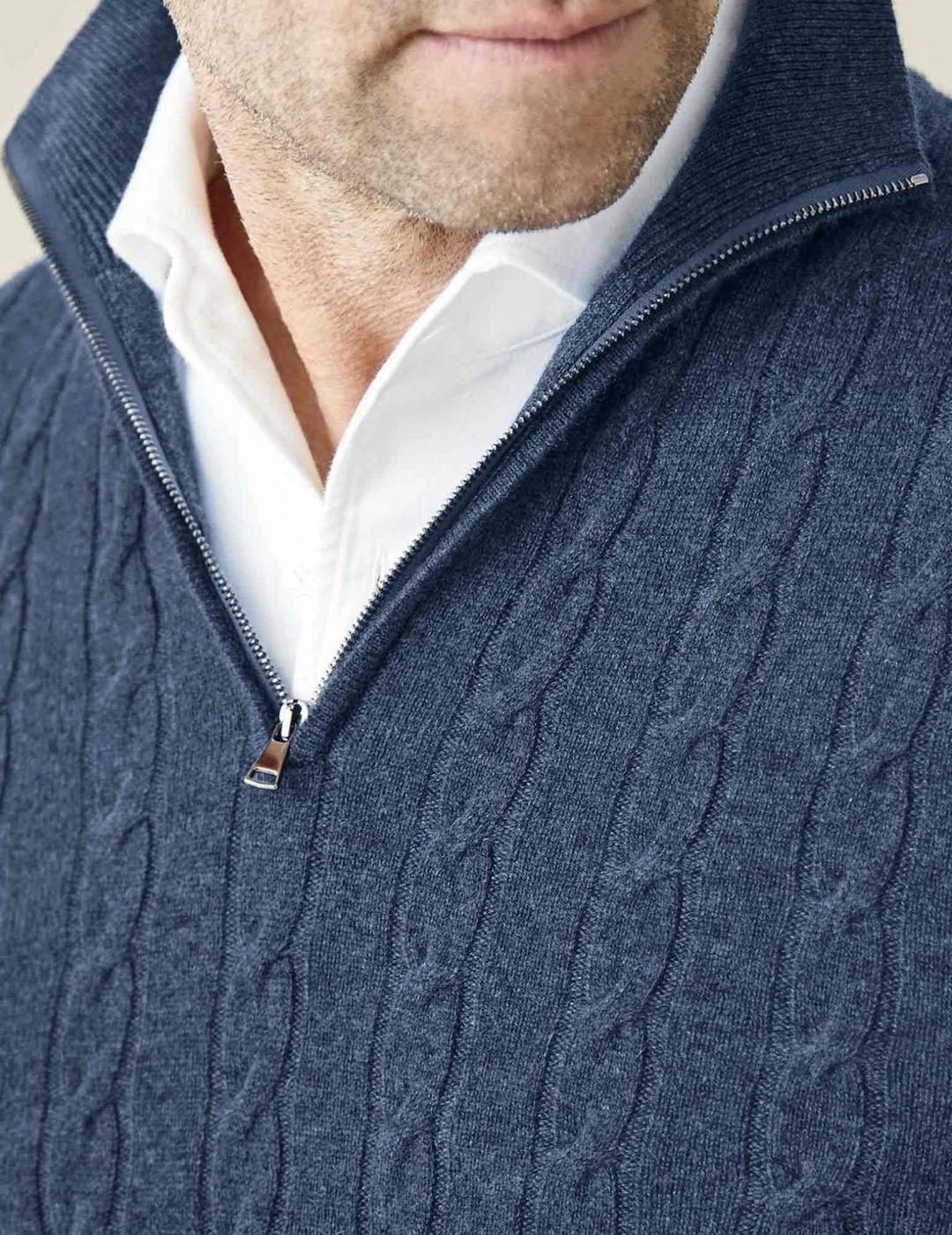 Mens Cable Knit Sweater with Zipper