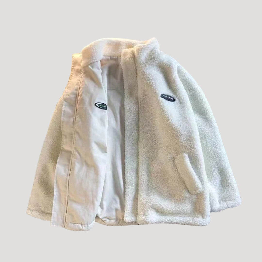 Womens Double-Sided Fleece Coat Heart Pattern