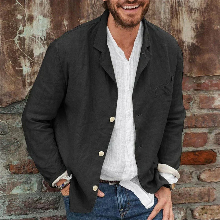 Mens Casual Jacket Cotton and Linen Blend Relaxed Fit