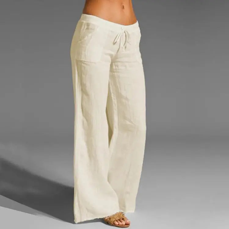 Womens Linen Trousers Relaxed Fit Summer Comfort - BritishMode