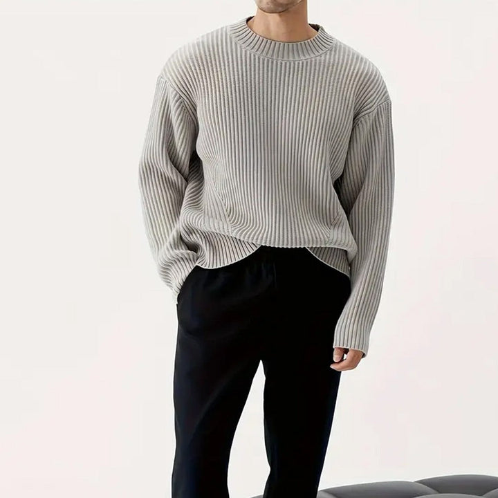 Mens Crew Neck Sweater Casual Loose Fit - BritishMode
