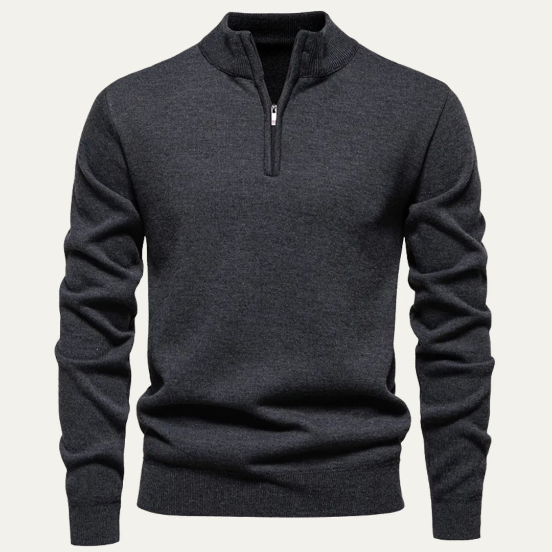 Mens Knit Cardigan with Funnel Neck Smooth Fit