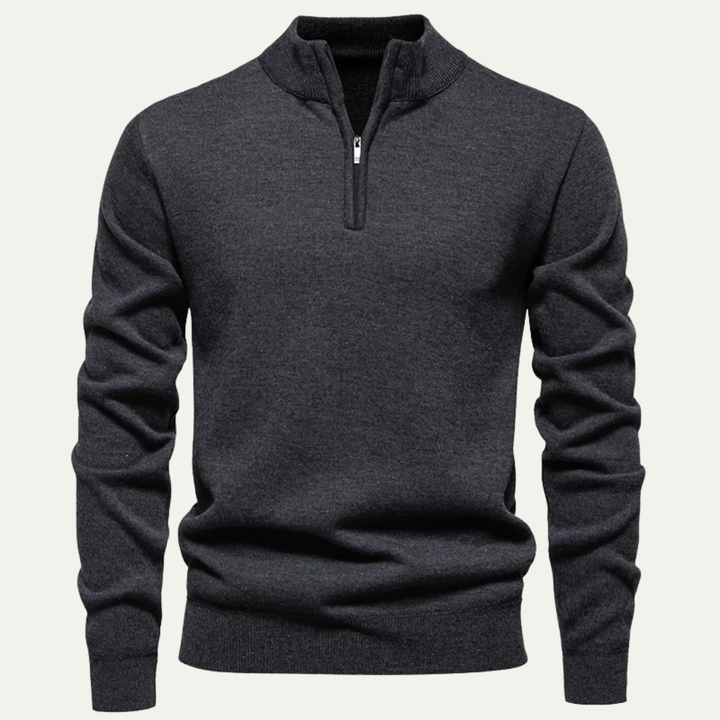 Mens Knit Cardigan with Funnel Neck Smooth Fit
