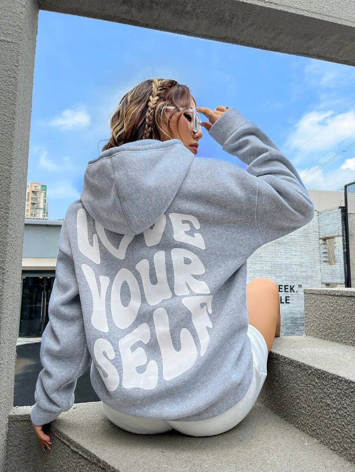 Womens Relaxed Fit Hoodie with Inspirational Quote Print