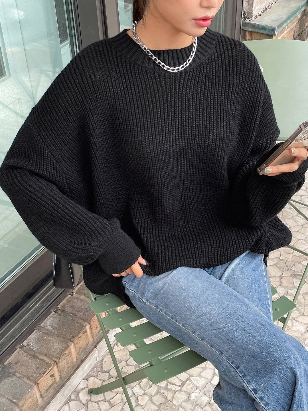 Womens Knit Sweater Large Fit Cozy